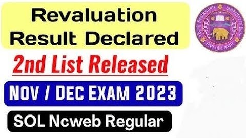 DU Revaluation Result Declared Nov / Dec Exam 2023: Sol Ncweb Regular | Sol Revaluation Result 2024