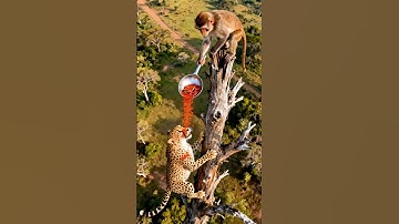 Monkey’s Spicy Revenge on the Leopard! 🌶😂#monkey #shorts #wildlife #comedyshorts