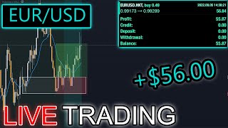Live $56 EUR/USD Trade (London Session) + FTMO Challenge Update!!