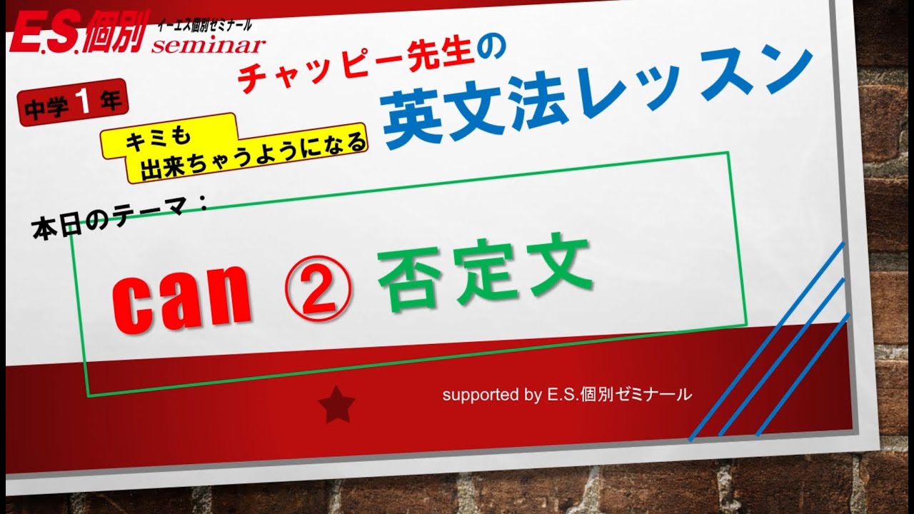 中学１年生英語can 否定文 Youtube