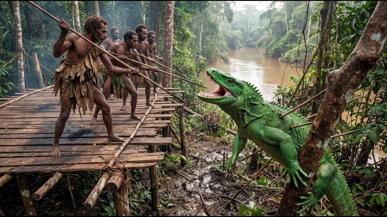 Korowai Tribe vs Giant Lizard: Battle for Survival in the Jungle