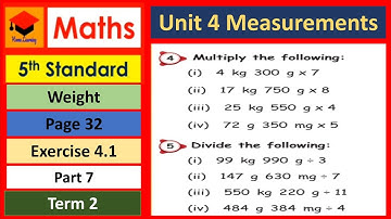 5th Std- ths Unit 4- Measurements- Part 7- Page32- Exercise- 4.1 (4 & 5)- Term 2