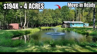 Rustic Cabin, Pond front 4 Acres for $194,900 in Shaftsbury Vermont
