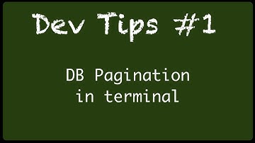 #Database #Tip 1: Pagination on postgres results
