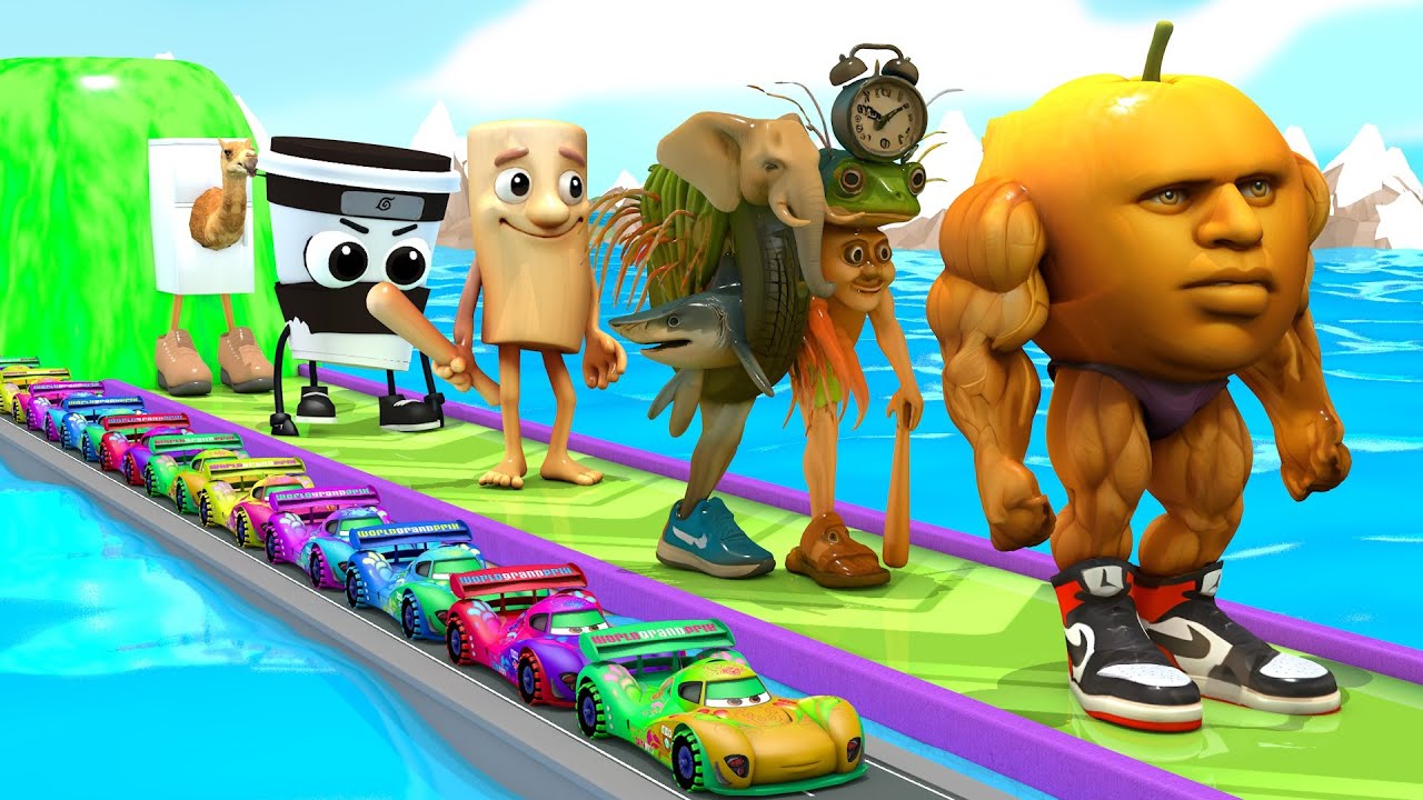 Long Slide Game With Cow Elephant Gorilla Hippopotamus Tiger 3d Animal Game Funny 3d Animals