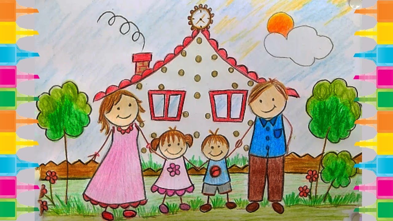 Год семьи рисунки на конкурс. Рисунок семьи детский. Рисунок моя семья. Рисунок на тему семья. Детские рисунки детей.