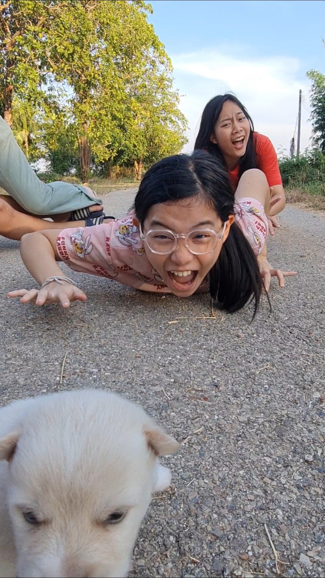 Funny Kids‼️? Try to Save Puppy from Accident? | JJaiPan #Shorts #funnydog