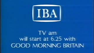 1980s - IBA Broadcast card for TV-AM Good Morning Britain