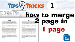 How to merge 2 pages in 1 page of word Tip and tricks number 1 | pc tip and tricks