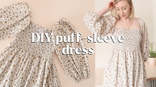 DIY SHIRRED PuffSleeve Dress | Made From Just Four Rectangles!