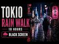 Tokyo Rain Walk for Deep Sleep | Black Screen | 10 Hours