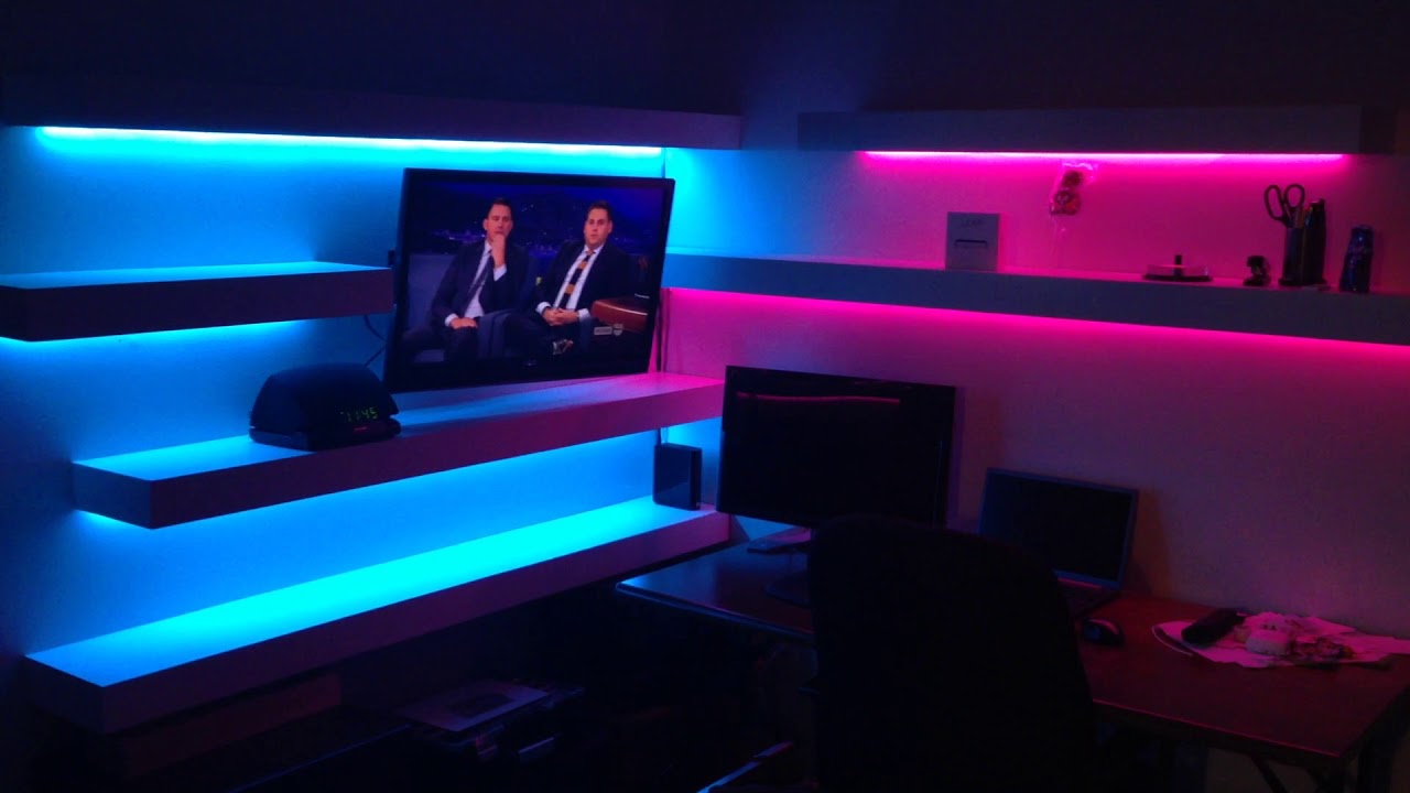 Custom Floating Shelves with Lights YouTube