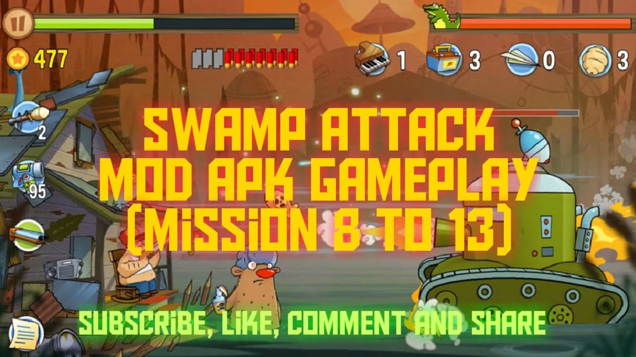 Swamp attack mod apk gameplay (mission 8 to 13) YouTube