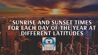 Sunrise and sunset times for each day of the year at different latitudes