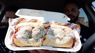 Eating Firehouse Subs 'Meatball Sandwiches'