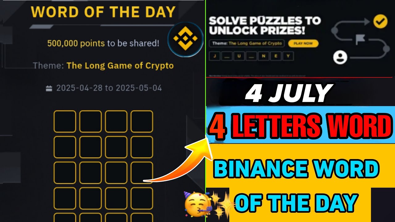Binance Word of the Day Answer Today 5 July 2025 | 4 Letter Binance Word of  the Day Answer