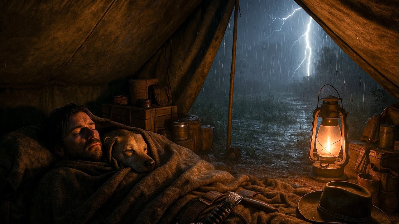Arthur Morgan and His Loyal Dog Sheltering in a Cozy Tent During a ...