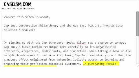 Gap Inc. Corporation Philanthropy and the Gap Inc. P.A.C.E. Program  Case Solution & Analysis