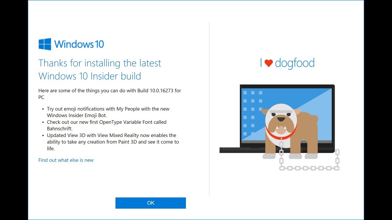 Installing Windows 10 Insider Preview Build 16273