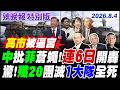 中批菲蒼蠅!連6日開轟 驚!殲20團滅1大隊全死【辣晚報特別版】20260804@中天電視CtiTv