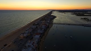 Faro Island at dusk aerial view - Ilha de Faro ao anoitecer vista aérea - 4K Ultra HD