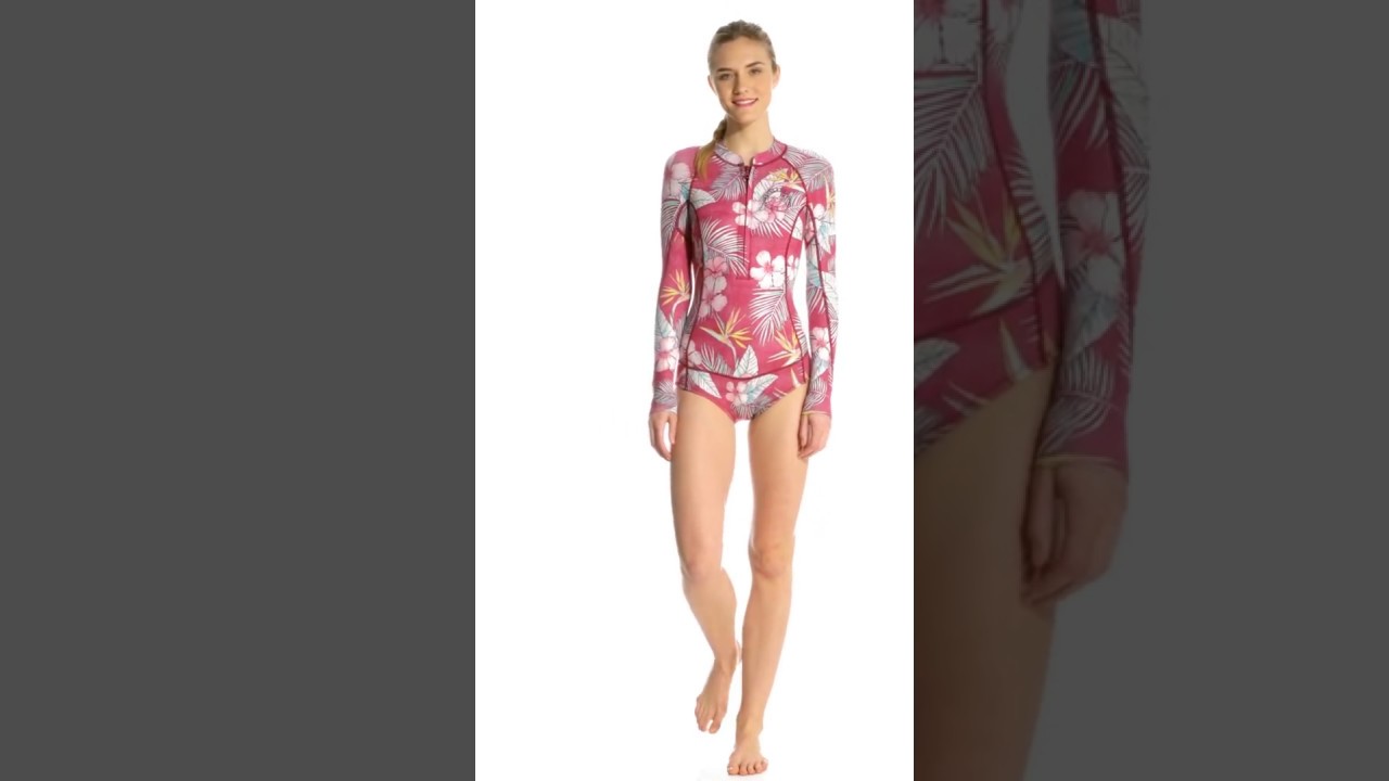 Billabong Women's 2mm Mas Tropical Salty Dayz Chest Zip Long Sleeve Spring Suit... | SwimOutlet.com