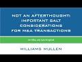 M&amp;A Webinar Series: Not an Afterthought, Important SALT Considerations for M&amp;A Transactions