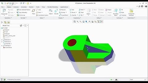 Creo Parametric 2.0 tutorial 1 | Basic | Sketch | Extrude | Champher