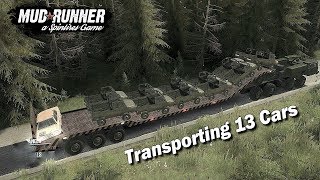 Spintires Mudrunner Transporting 13 Cars | MAZ 7310RS