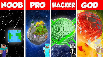 Minecraft Battle: NOOB vs PRO vs HACKER vs GOD: INSIDE PLANET HOUSE BASE BUILD CHALLENGE / Animation