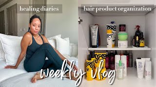 WEEKLY VLOG ♡ HEALING DIARIES, FURNITURE DELIVERY &amp; HAIR PRODUCT ORGANIZATION