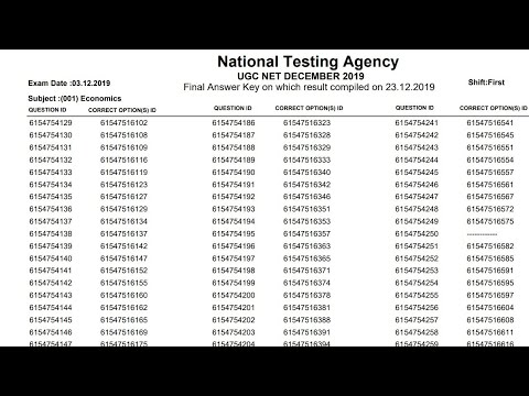 FINAL ANSWER KEY OF NTA NET DECEMBER 2019 IS OUT