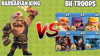 Max Level Barbarian King Vs BH Troops On Coc | BH Troops Vs TH Heroes | Clash Of Clans |