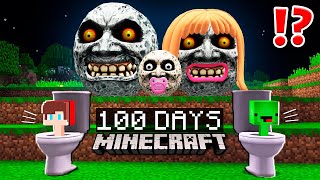 100 DAYS of JJ & Mikey SURVIVAL vs SCARY FAMILY LUNAR MOON ATTACK in Minecraft - Minecraft (Maizen)