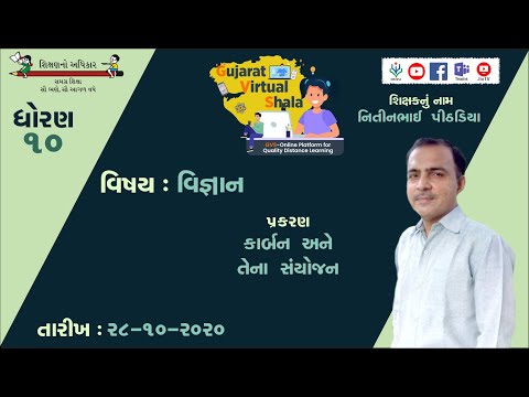 STD-10  SCIENCE  | 28-10-2020  | ૪-કાર્બન અને તેના સંયોજન |  શિક્ષક : નિતીનભાઇ પી. પીઠડીયા