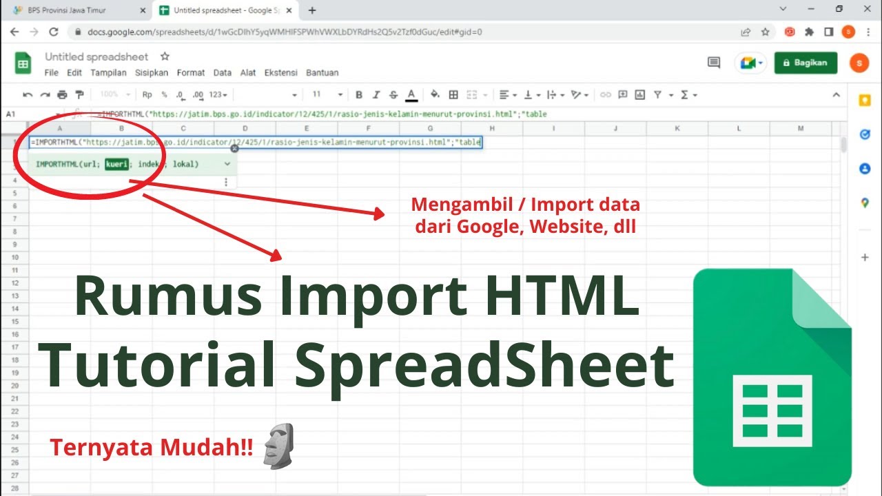 Cara Import Html di Spreedsheet dari Google, Cara Mengabil Data Tabel ...