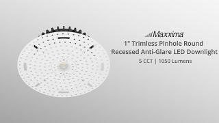 Maxxima 1 in. Trimless Pinhole Round Recessed Anti-Glare LED Downlight, White, Canless IC Rated