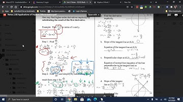 Calculus Notes 2.5B (HW 21) Implicit Differentiation and Applications - Video 1