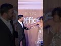 Jennifer Lopez and Brett Goldstein pose at the "Office Romance" premiere in New York. (🎥: @JPASC24)