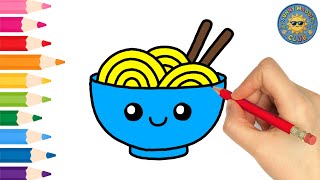 Draw and Color a Cute Noodle Learn How to Draw Ramen Noodle for Kids Easy Drawing
