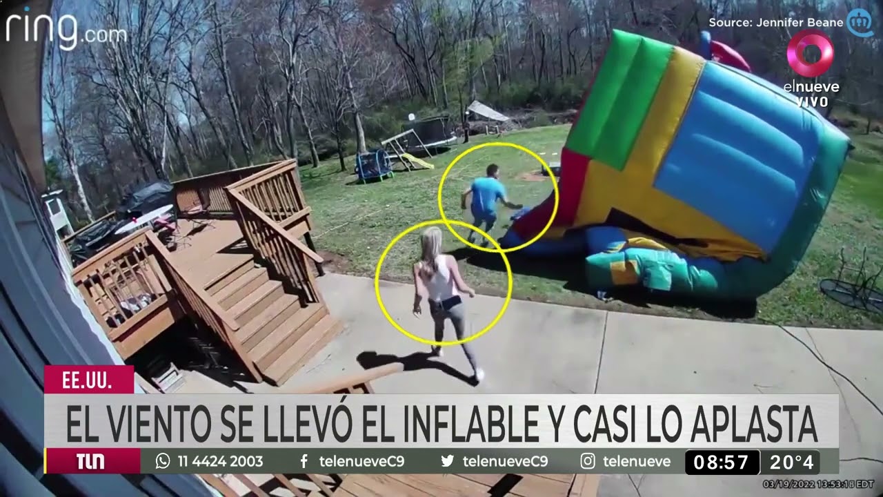 Increíble: el viento se llevó el infable y casi aplasta a un niño