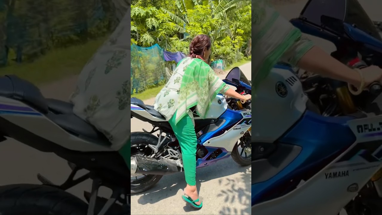 গ্রামে লেডি বাইকার
