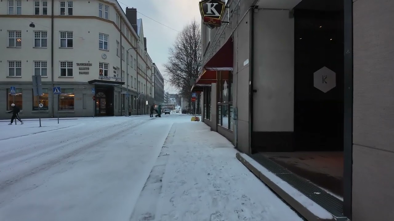 Tampere City Centre Morning Winter Walk 🇫🇮 Finland 2025 4K Binaural Walking Tour 🇫🇮