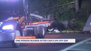 Car Flips Off Garden State Parkway in Elmwood Park