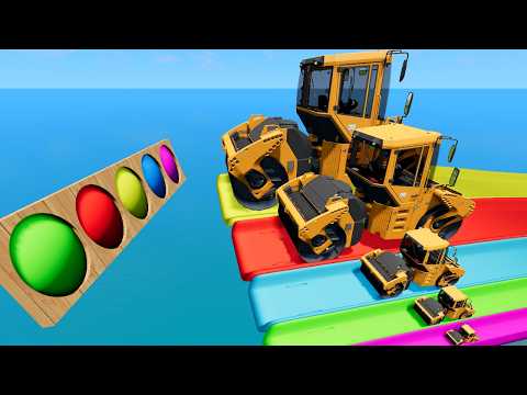 Small to Giant Road Roller vs Slide with Portal Trap - BeamNG #104