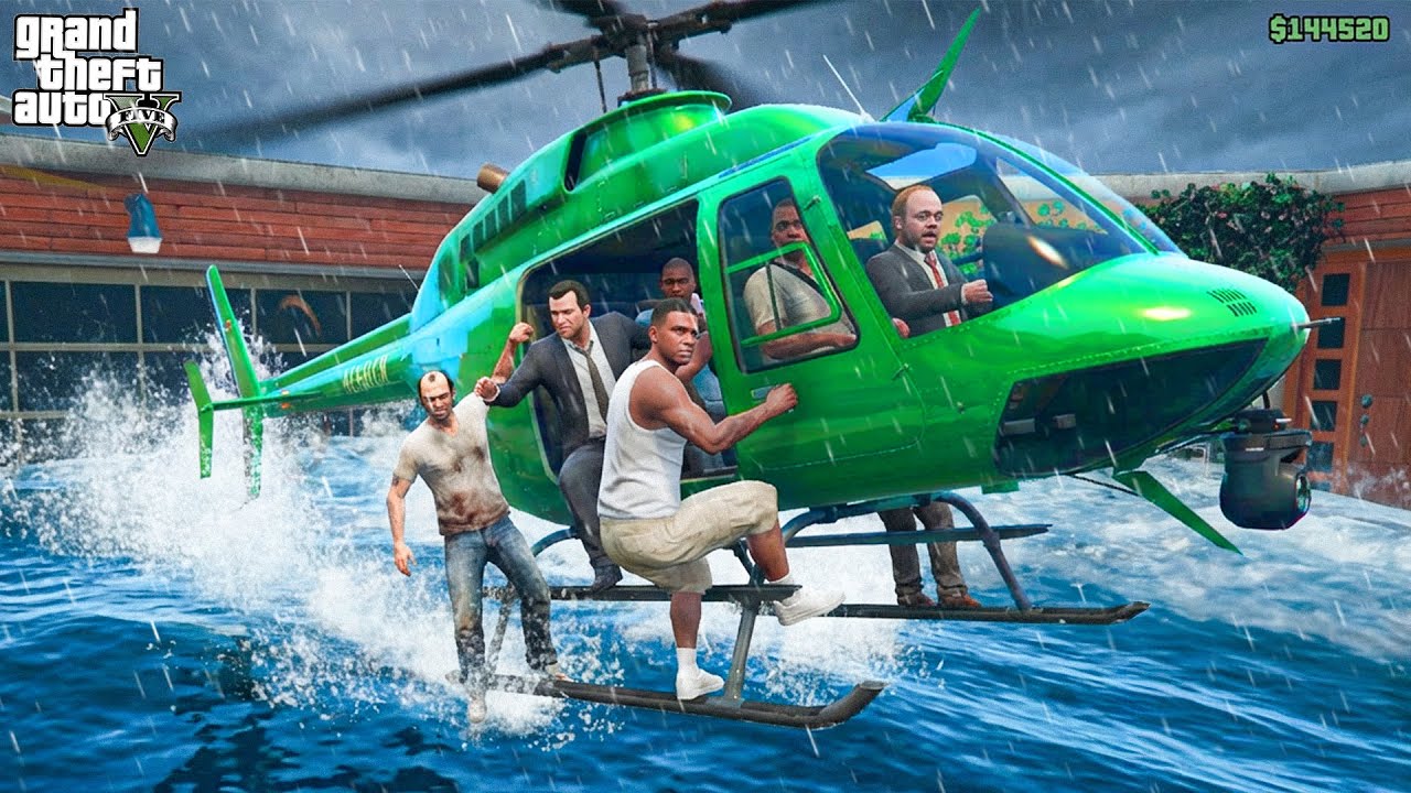 GTA 5 : Franklin Left Los Santos To Escape From Tsunami ! (GTA 5 Mods)
