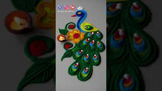 Gorgeous Peacock Rangoli Design For Diwali #shorts #youtubeshorts #rangoli #deepavali #peacock