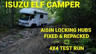 Aisin locking hubs regrease and 4X4 test in Isuzu Elf camper (JDM 4WD)