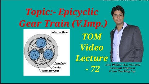 Epicyclic Gear Train ( Theory of Machine Video Lecture for gate, ies) By- Atul Dhakar Sir