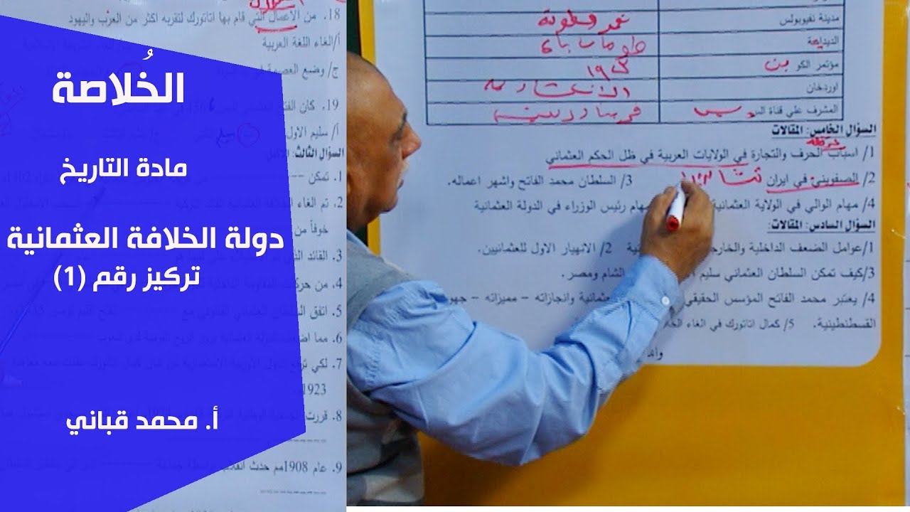 الخُلاصة | التاريخ | دولة الخلافة العثمانية (1) | أ. محمد عثمان قباني